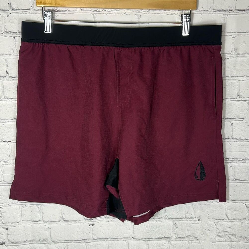 Men's Athletic Shorts in Maroon with Black Waistband